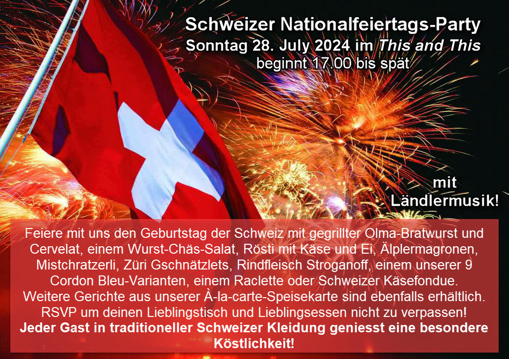 Schweizer Nationalfeiertags-Party